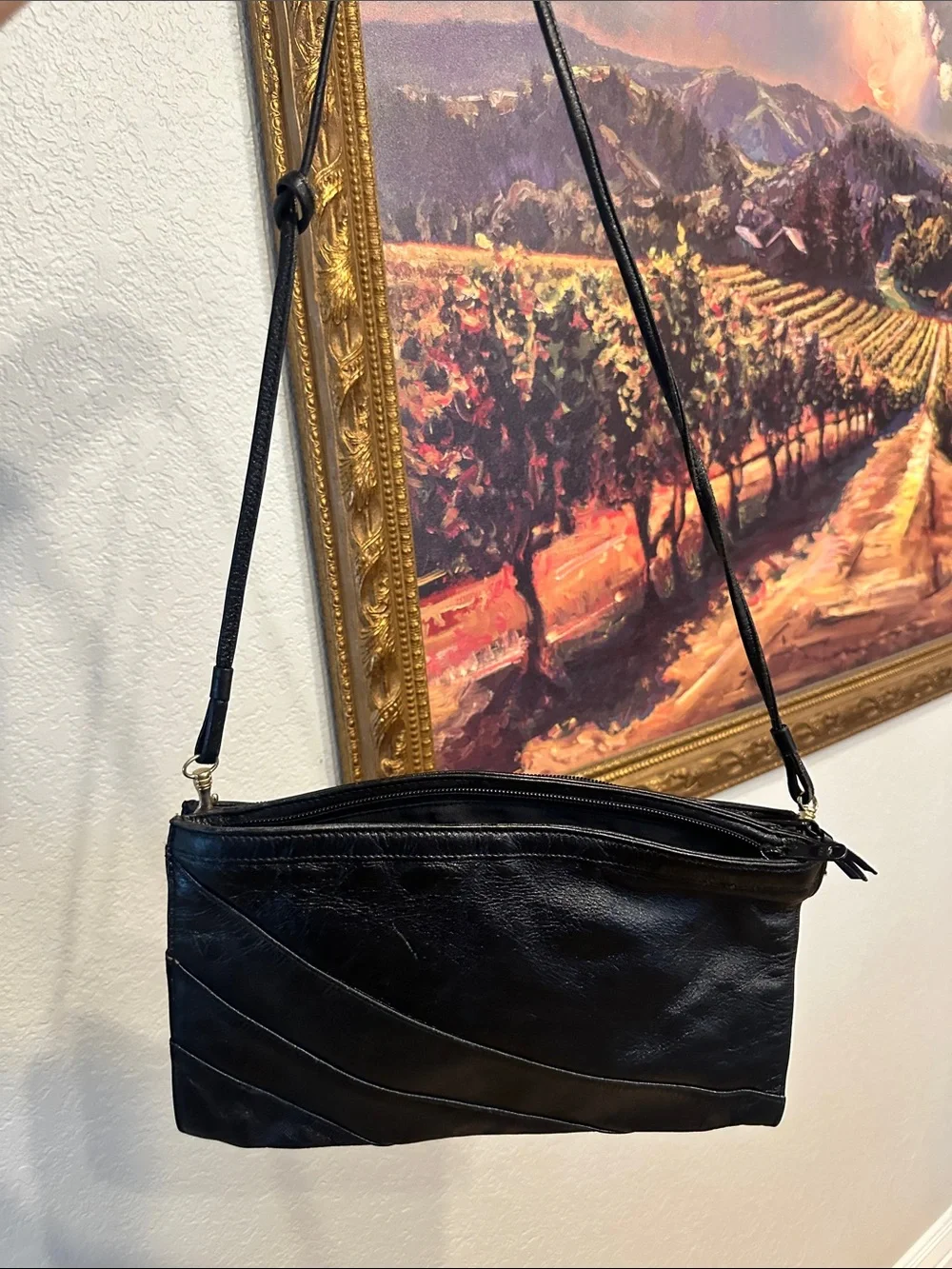 Black Leather Crossbody Bag - Classic Women's Shoulder Bag
